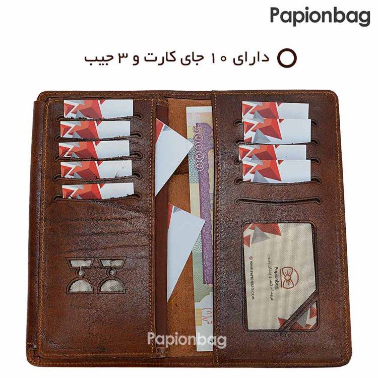 نمای داخل کیف پول چرم مردانه آترینا