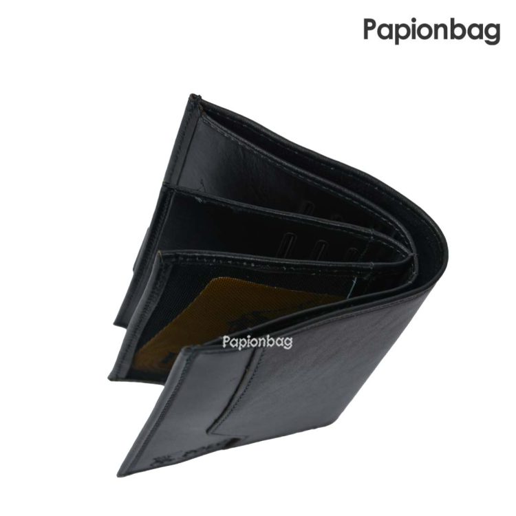 کیف پول کتابی چرم طبیعی پولو کد283 (مشکی- عسلی) - تصویر 11