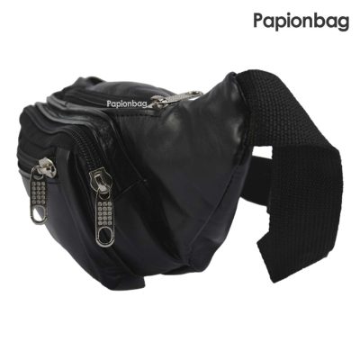 کیف کمری مردانه چرم طبیعی گاوی کد9 1 نمای جیب ها کیف کمری چرم گاوی کد 9