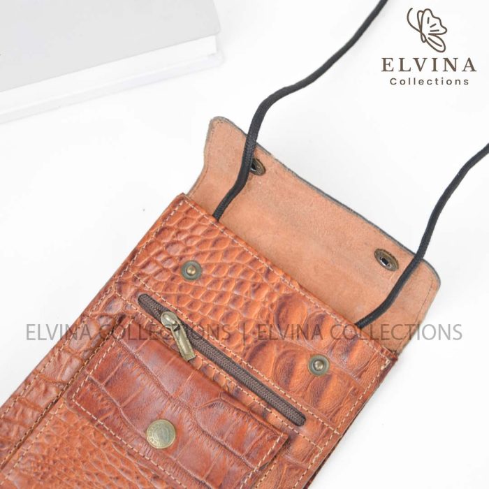 کیف گردنی چرم طبیعی گاوی طرح سنگی کد 1445 - تصویر 5