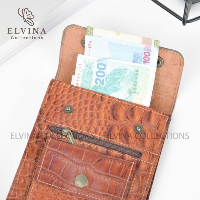 کیف گردنی چرم طبیعی گاوی طرح سنگی کد 1445 - تصویر 6