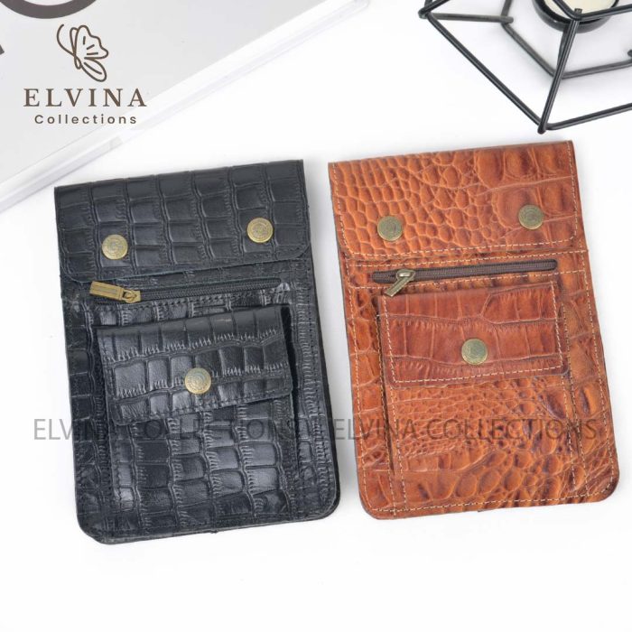 کیف گردنی چرم طبیعی گاوی طرح سنگی کد 1445 - تصویر 7