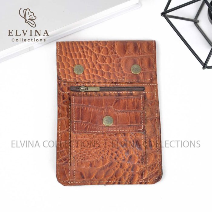 کیف گردنی چرم طبیعی گاوی طرح سنگی کد 1445 - تصویر 2