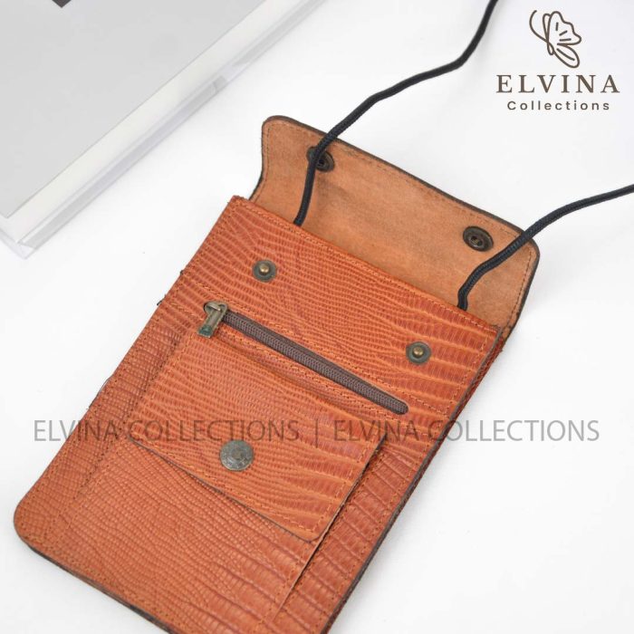 کیف گردنی چرم طبیعی طرح لیزارد کد 1446 - تصویر 6