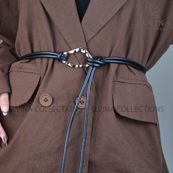 کمربند زنانه گره‌ای مجلسی سگک طلایی کد 1470 - تصویر 4