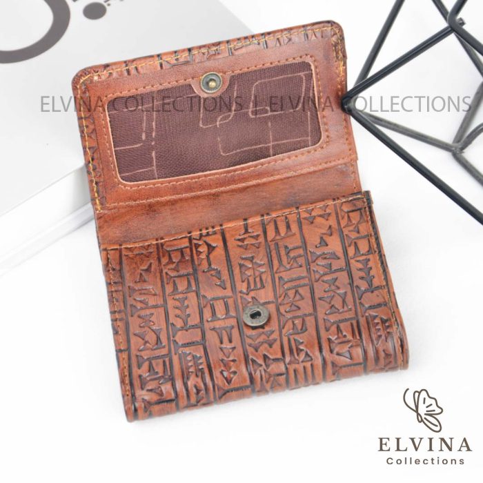 کیف پول چرم طبیعی طرح خط میخی کد 1448 - تصویر 2