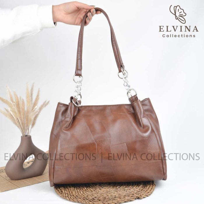 کیف بزرگ زنانه مجلسی بند زنجیری طرح تکه دوزی نورایا - تصویر 10