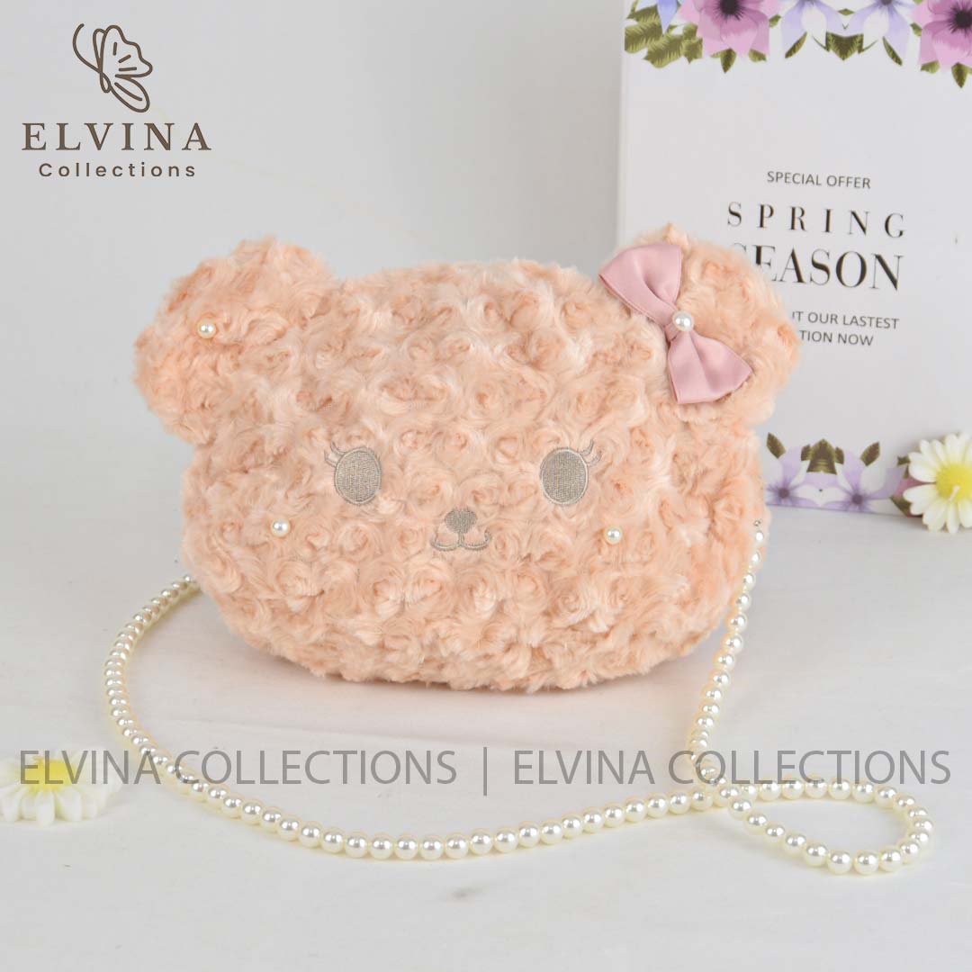 cute-plush-girls-shoulder-bag-1601-5.jpg کیف مهمانی دخترانه عروسکی پشمی کد 1601 دارای بند مرواریدی در 4رنگ - تصویر 1