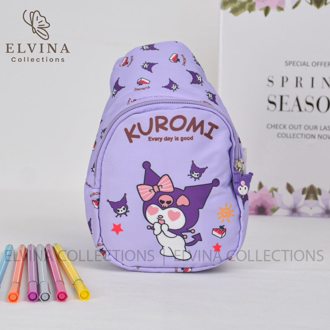 kuromi-kids-body-bag-1610-2.jpg بادی بگ دخترانه کرومی کد 1610 - تصویر 1