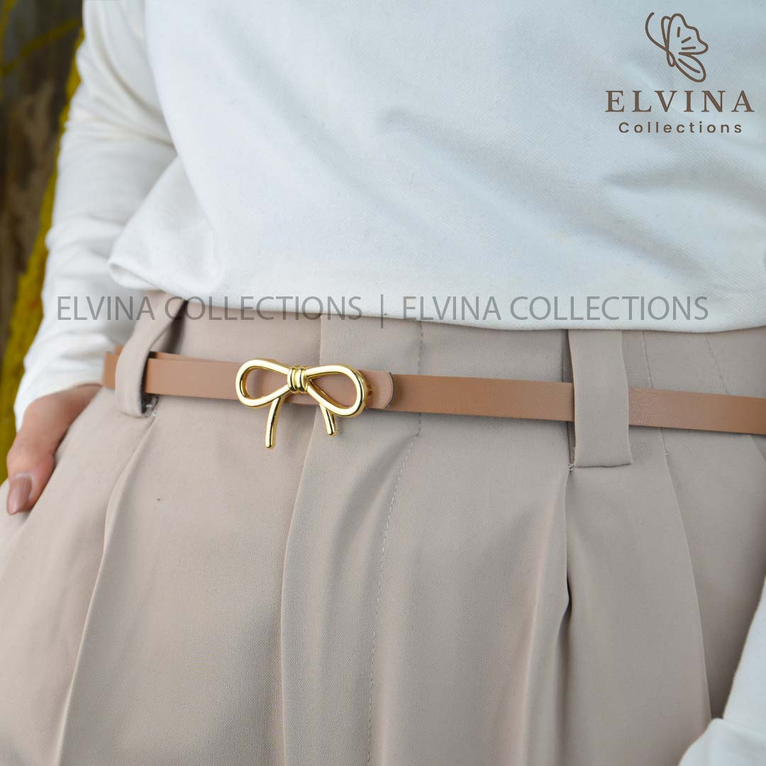 Womens-belt-1465-4.jpg کمربند زنانه مجلسی طرح پاپیون سگک طلایی کد 1465 - تصویر 1