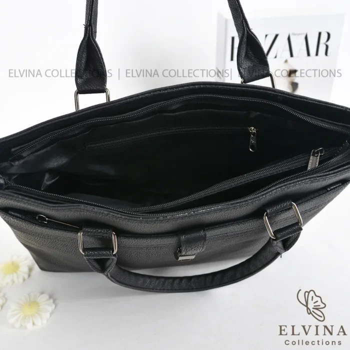 کیف چرم اداری زنانه کد224 (مشکی-قهوه ای- عسلی) - تصویر 5